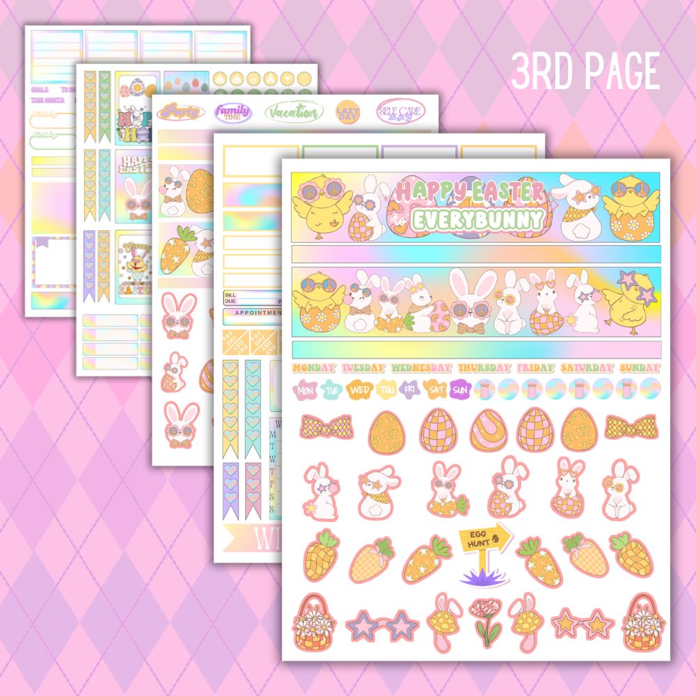 Easter Planner Stickers – 5 Printable Pages PDF