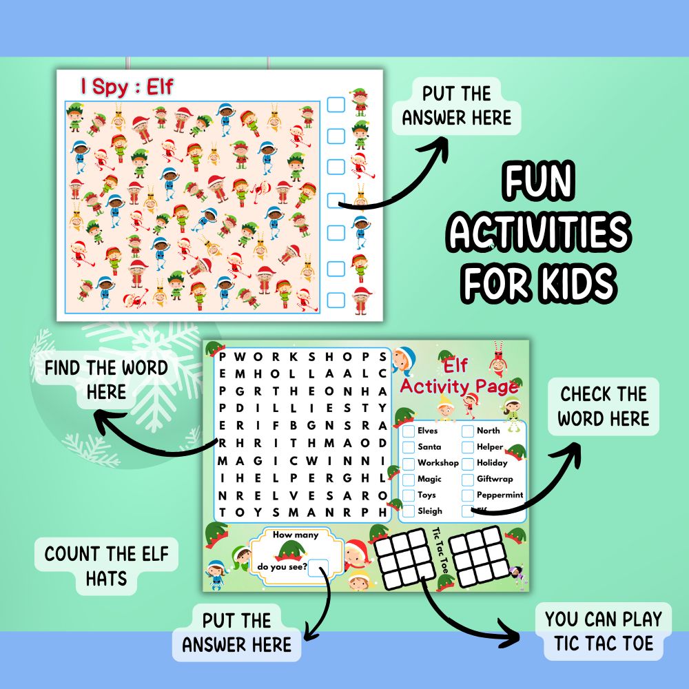 Printable Elf Kid Craft Bundle – 10 Fun Holiday Pages