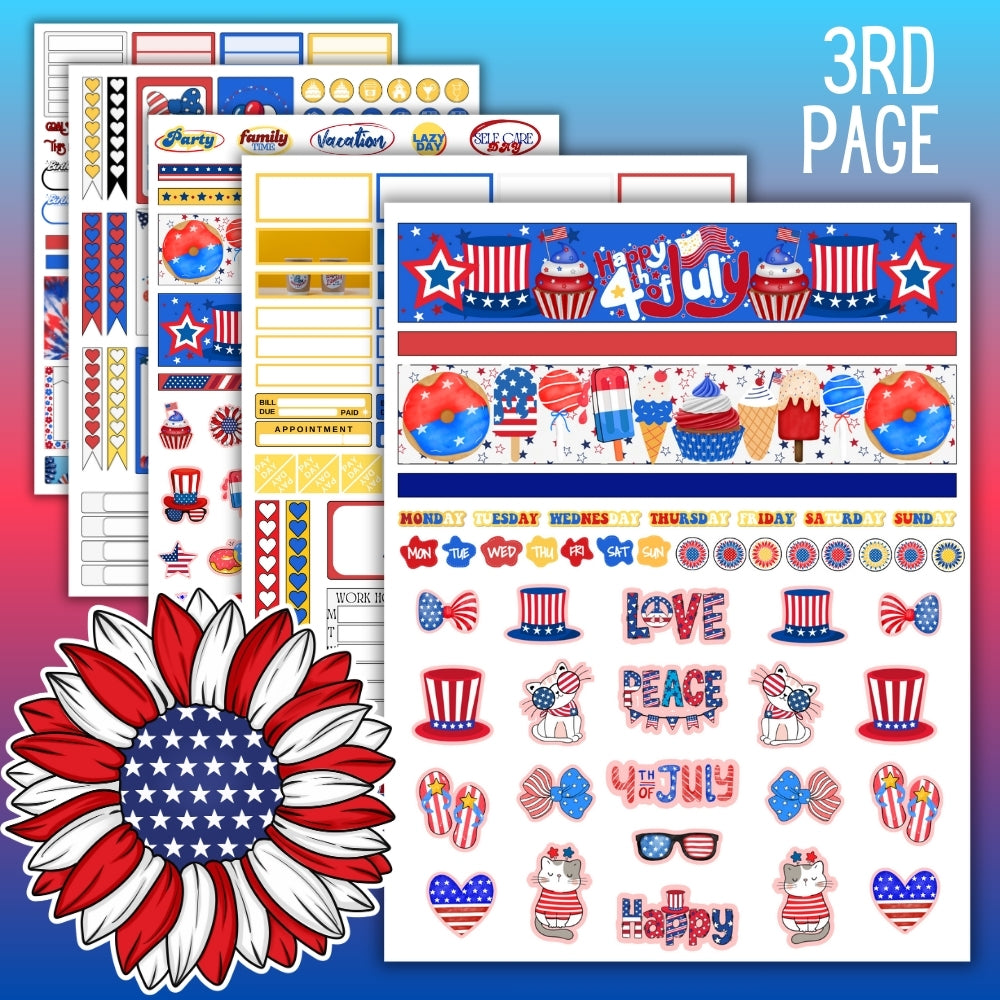 4th of July Planner Sticker Set – Festive Printables