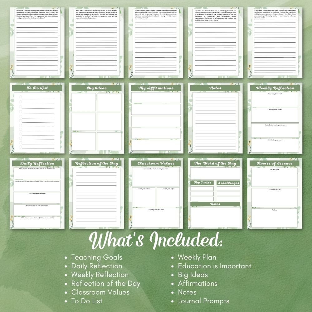 PLR Green Teacher Journal | Journals for teachers | My Store