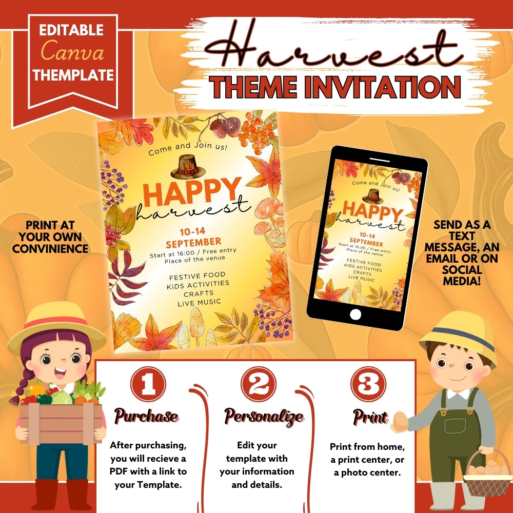 Printable Harvest Theme Bundle – 60 Fall Party Pages