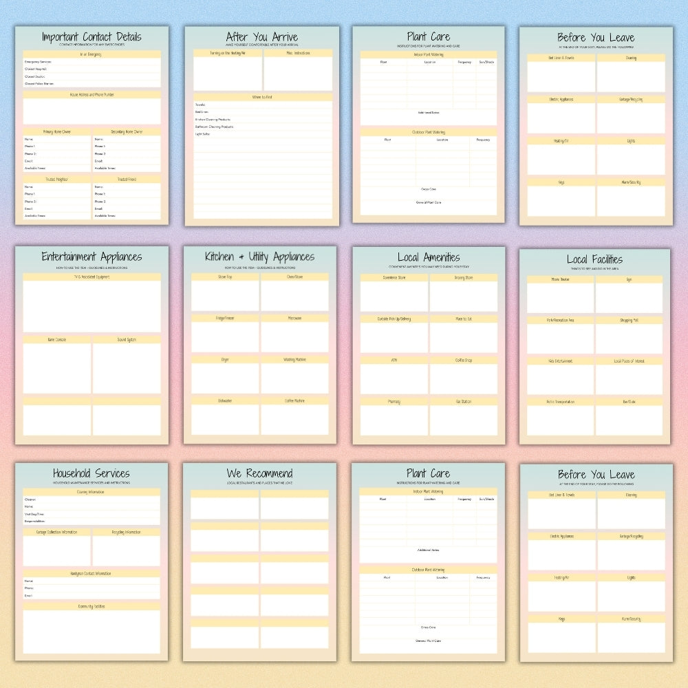 PLR House Sitter Planner | Editable Home Management Templates