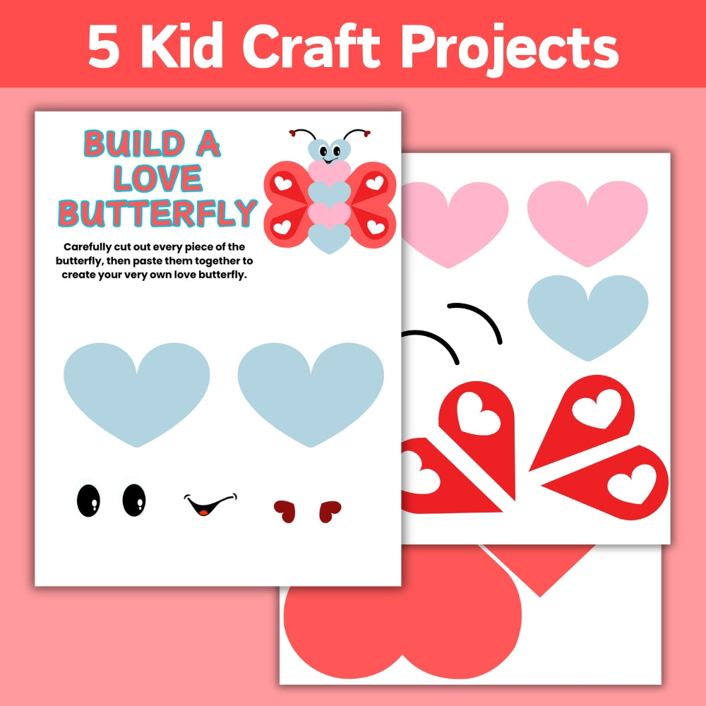 Valentine "Build a" Kid Craft Bundle – 11 Pages Fun