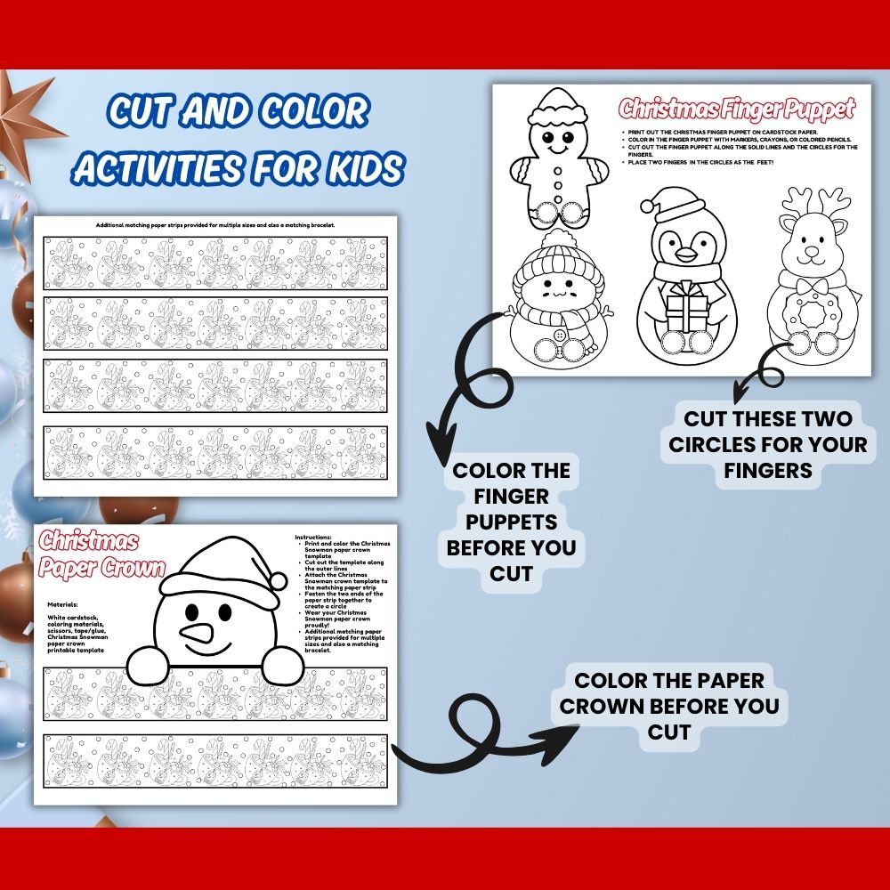 Printable Christmas Kid Craft Bundle – 10 Festive Pages