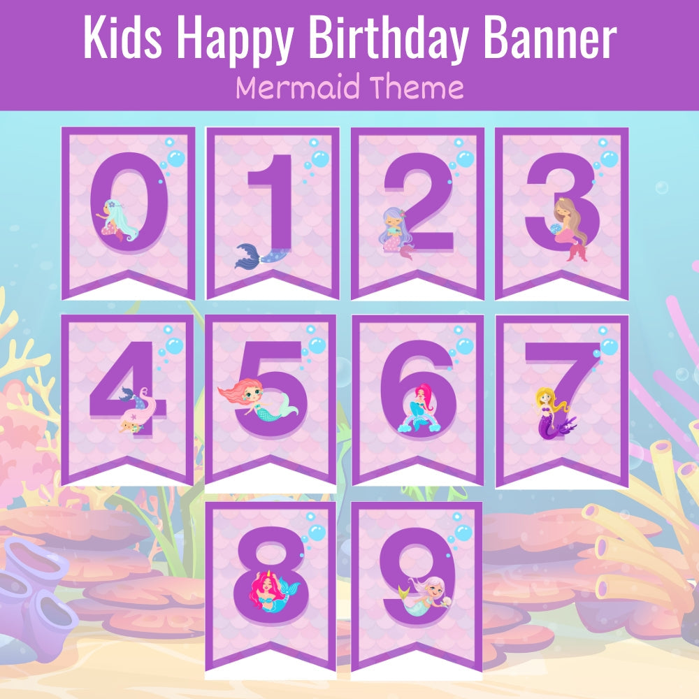 Kids Mermaid Birthday Banner – Printable Party Décor