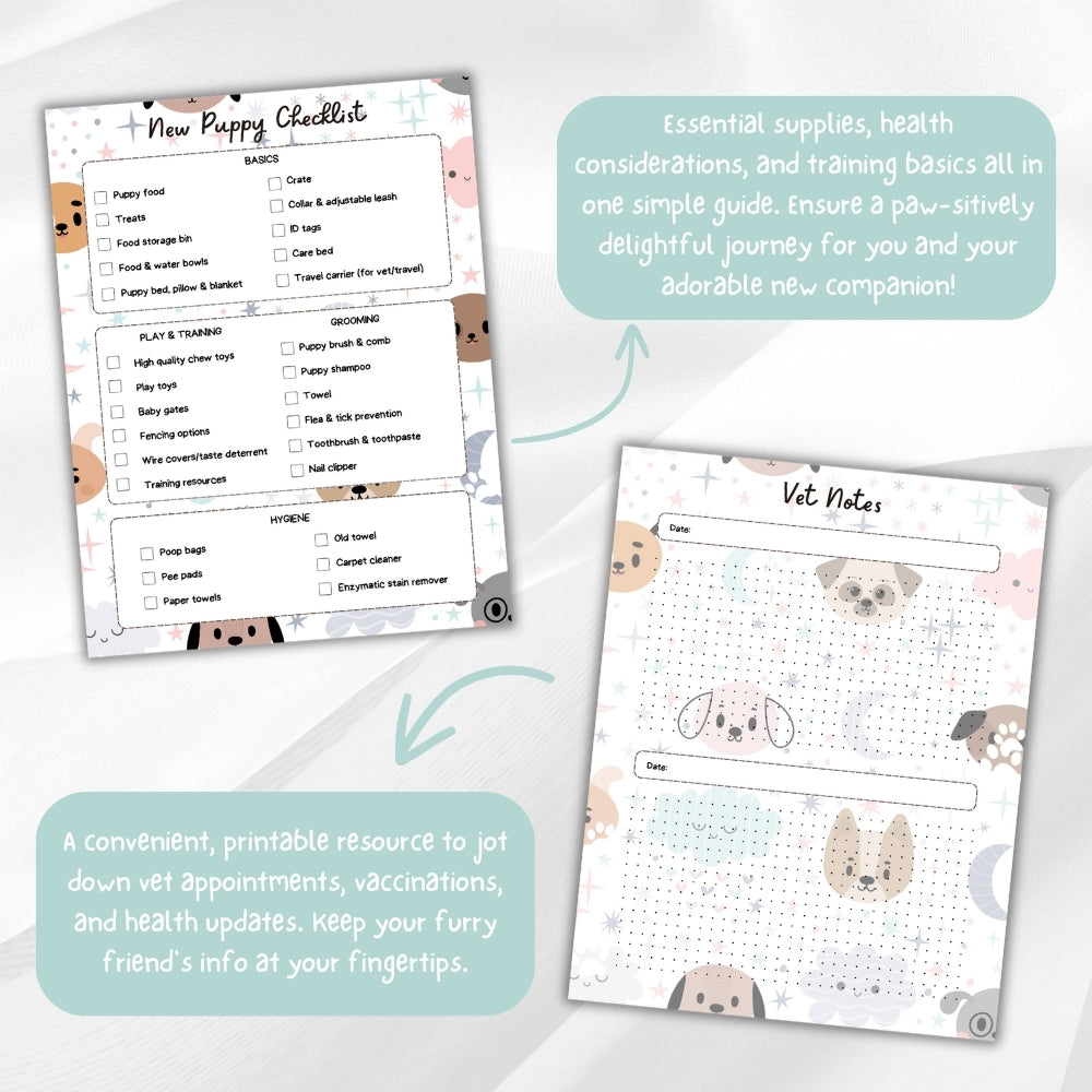 PLR Dog Care Planner | Pastel Editable Pet Care Templates