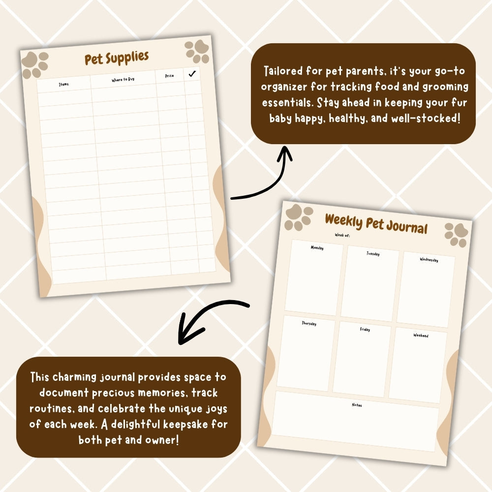 PLR Pet Planner | Editable Pet Care & Organizer Templates
