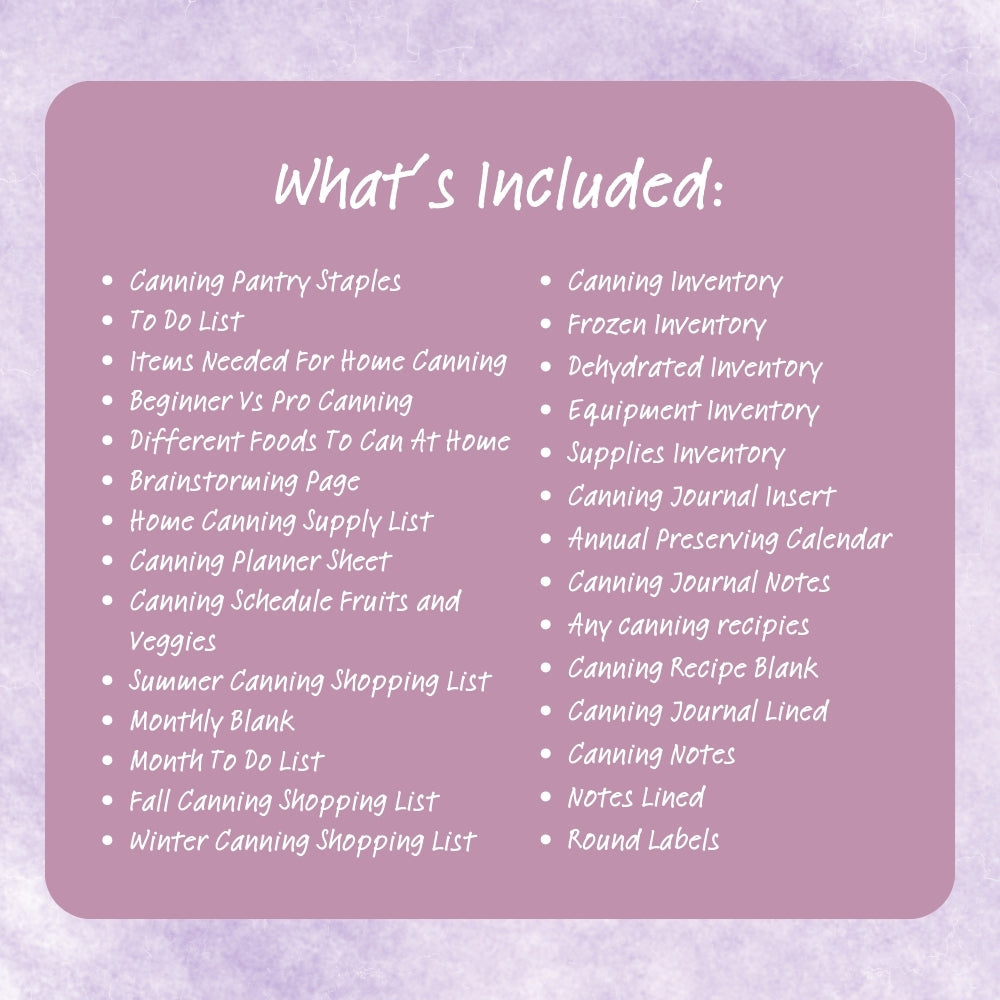 Purple Canning Planner – Organize, Track & Preserve with Style