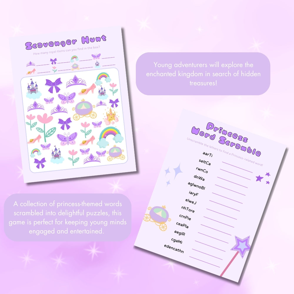 Purple Princess Birthday Party Game Bundle