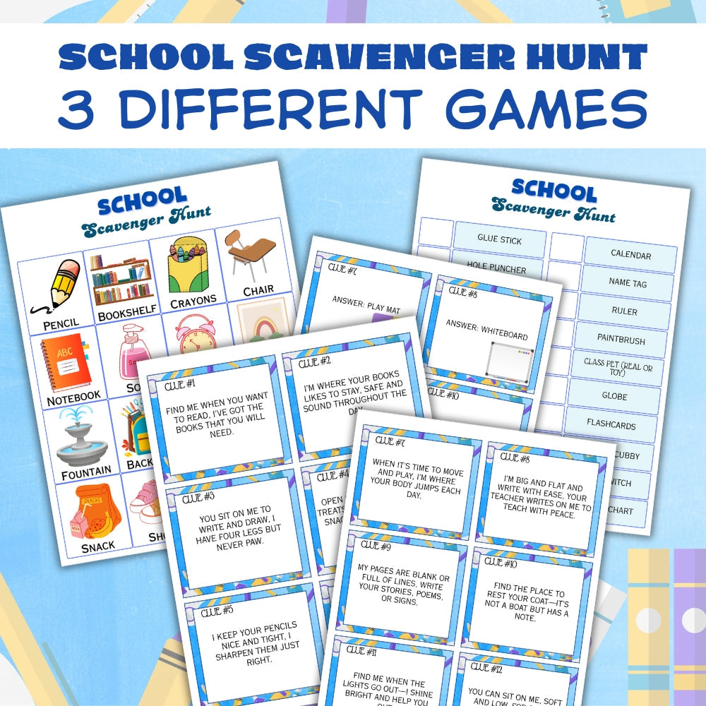 Printable School Scavenger Hunt Games – 3 Versions