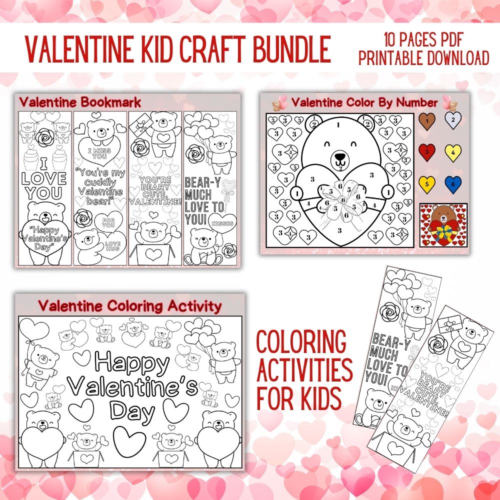 Valentine Kid Craft Bundle – 8 Fun Printable Activities