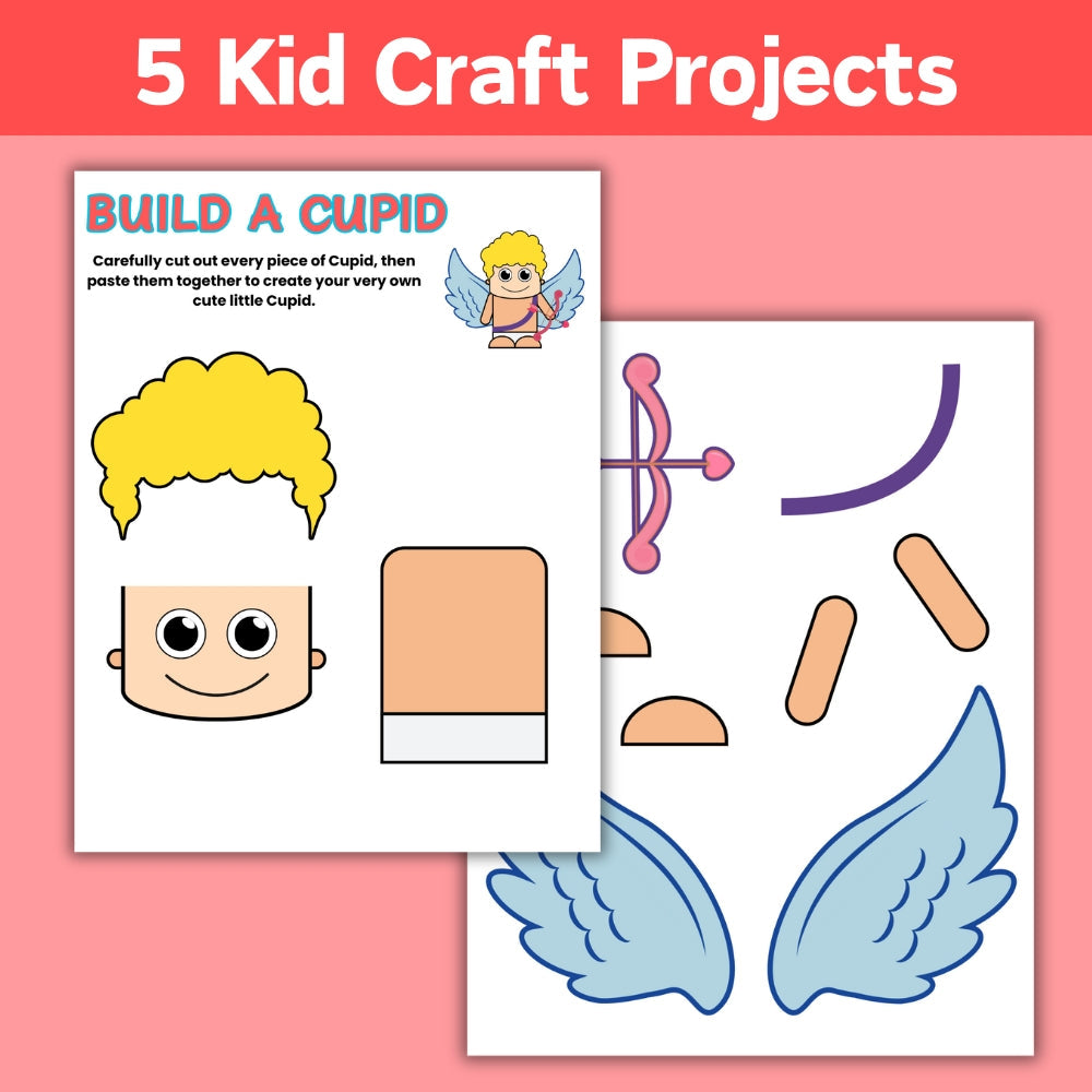 Valentine "Build a" Kid Craft Bundle – 11 Pages Fun