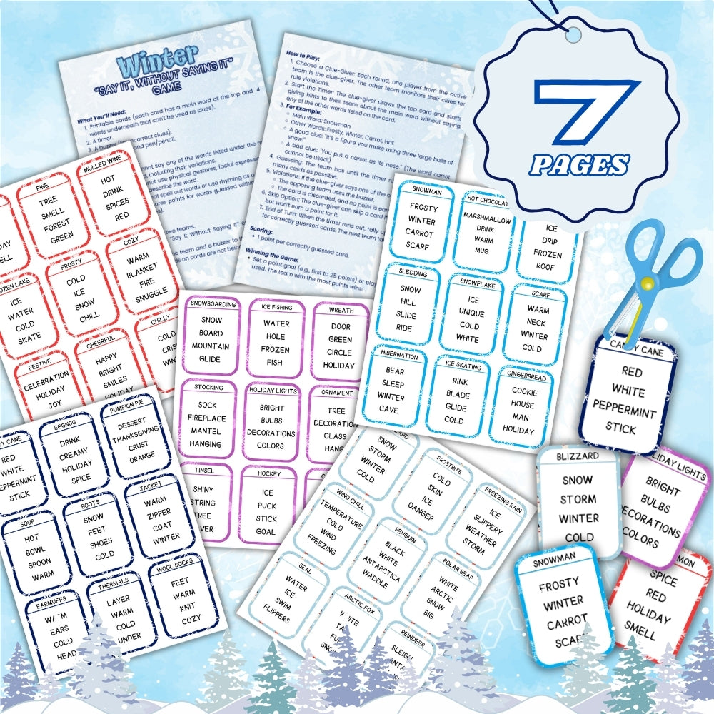 Winter "Say it, without saying it" Game – 7 Pages Fun