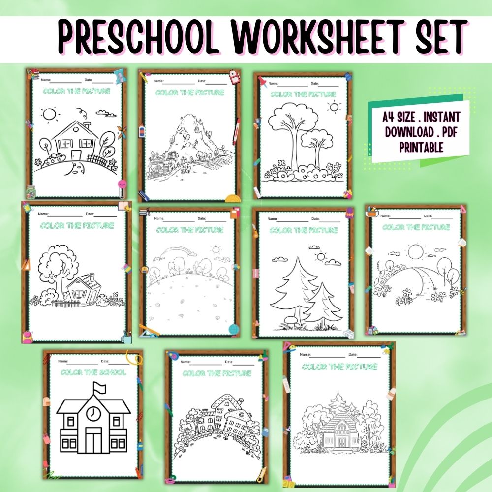 Preschool Worksheets Set – 50 Fun Learning Activities