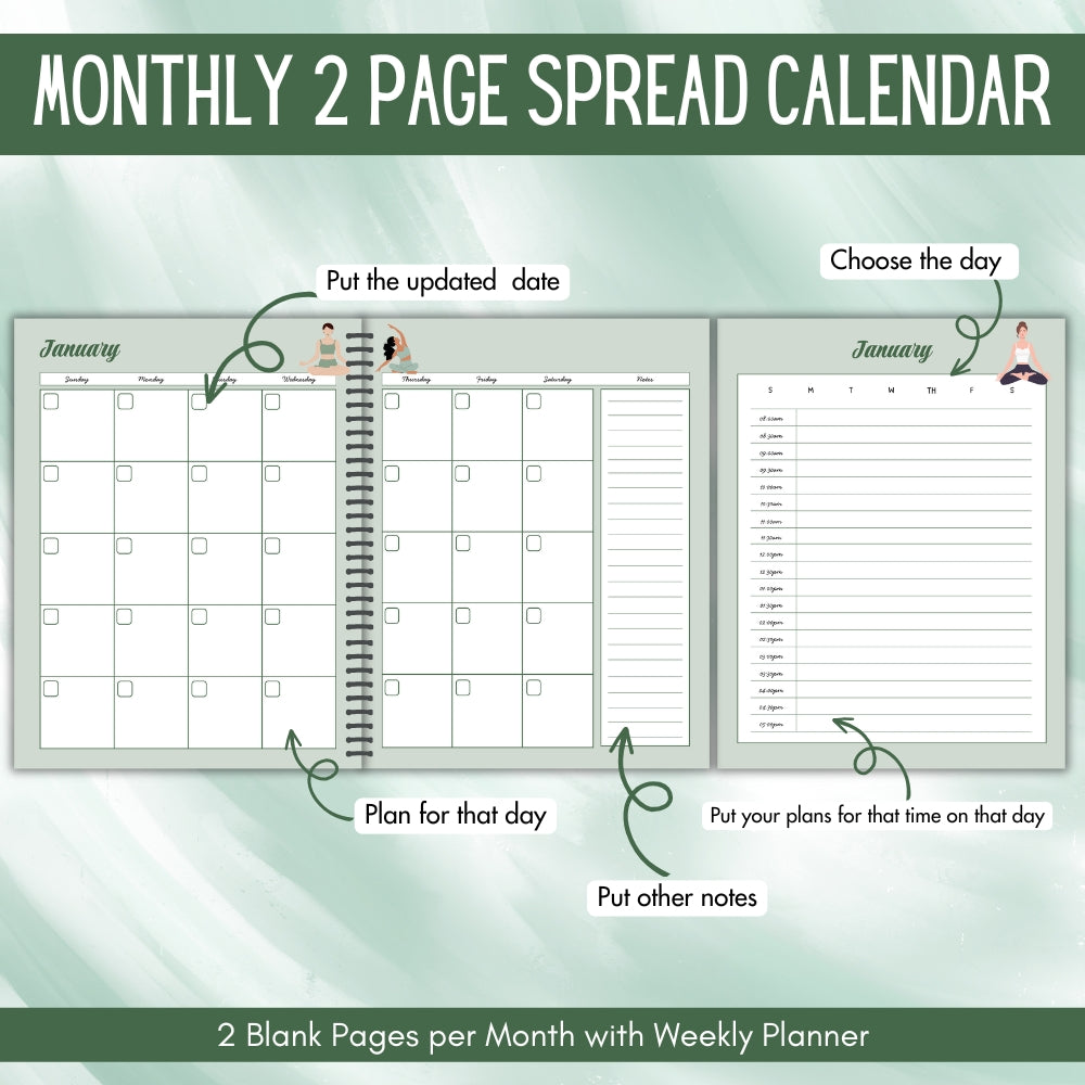 PLR Yoga Journal & Planner | Printable Editable Wellness Templates