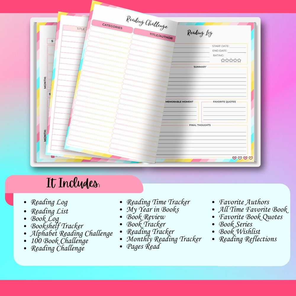 PLR Reading Tracker for Teens | Editable Book Journal Templates