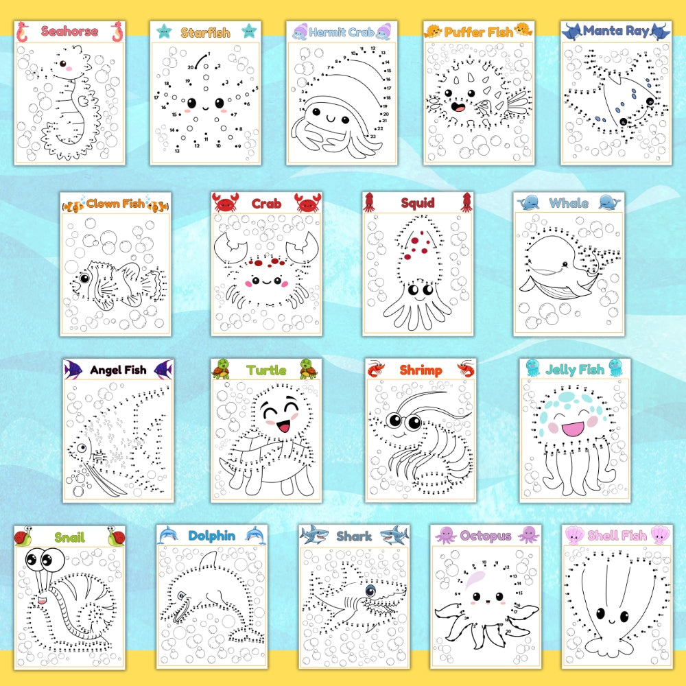 Sea Life Dot to Dot – 19 Printable Activity Pages