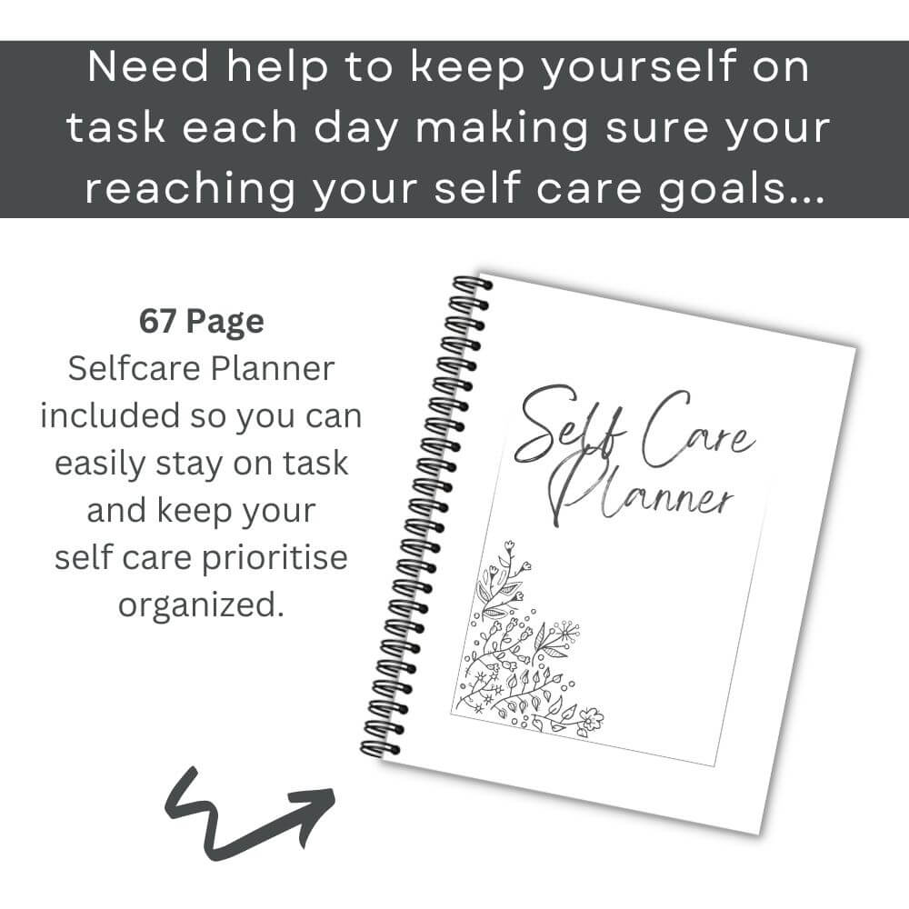 Black & White Self Care Workbook + Matching Planner