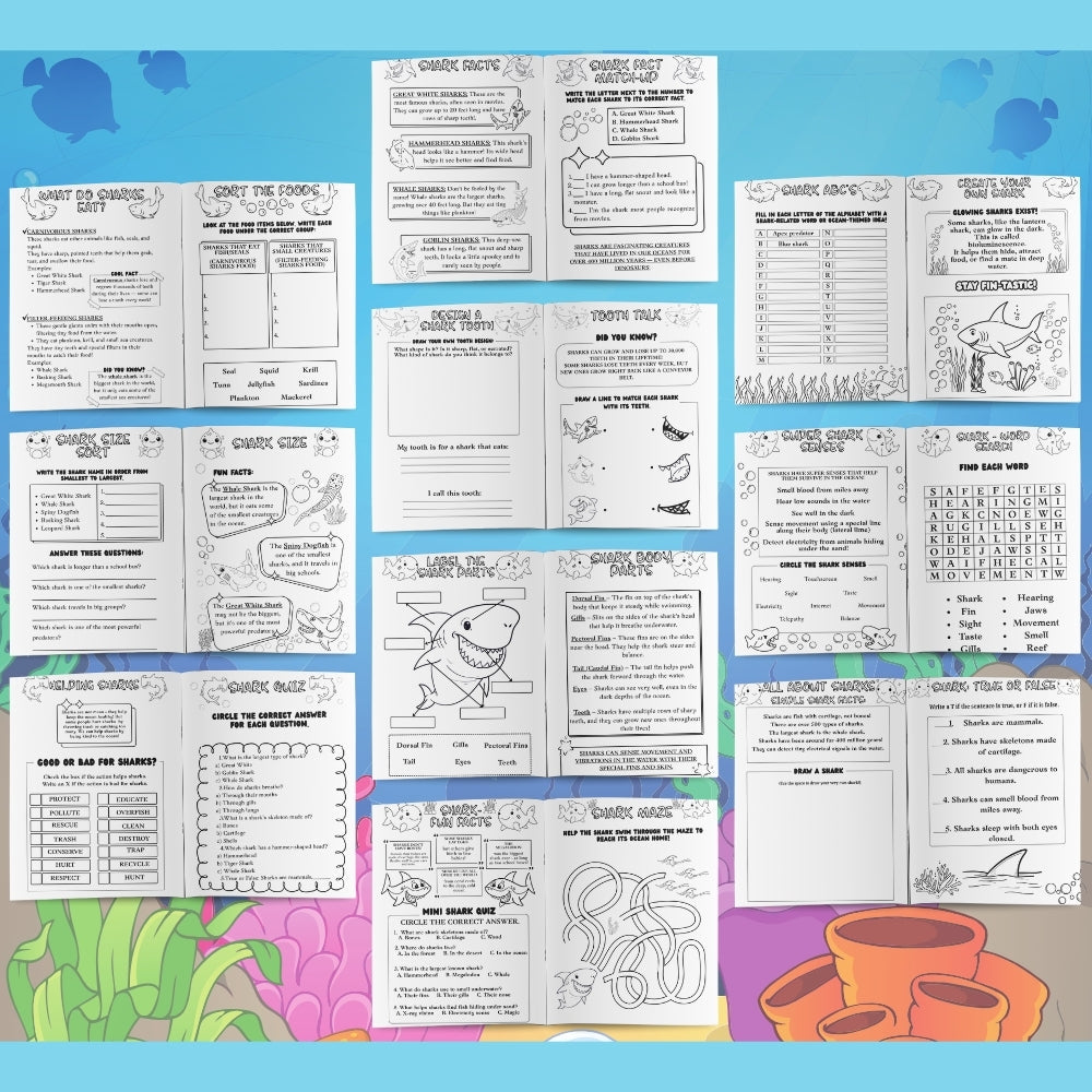 Shark Fact Activity Booklet for Kids Printable
