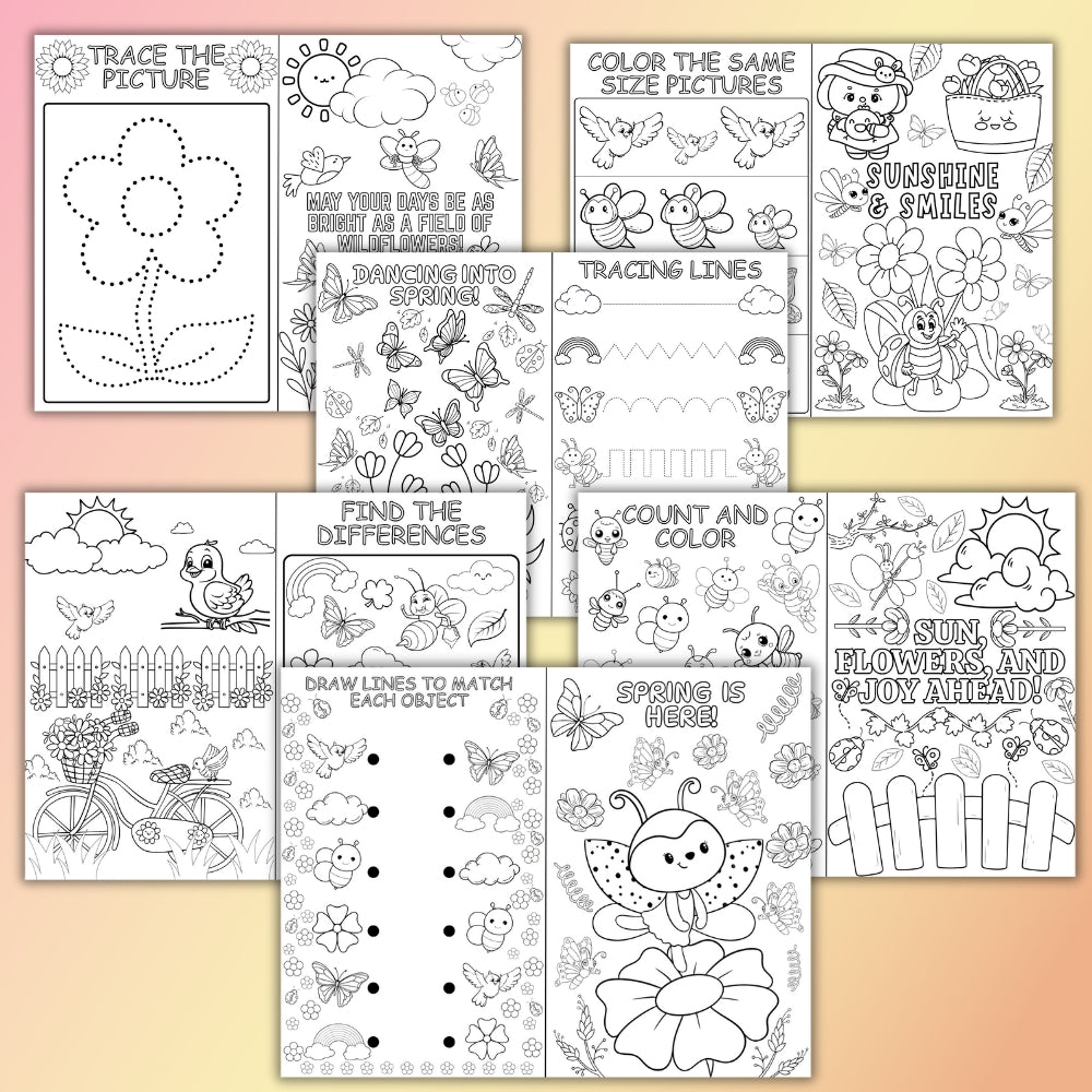 Spring Activity Booklet for Kids – 16 Pages
