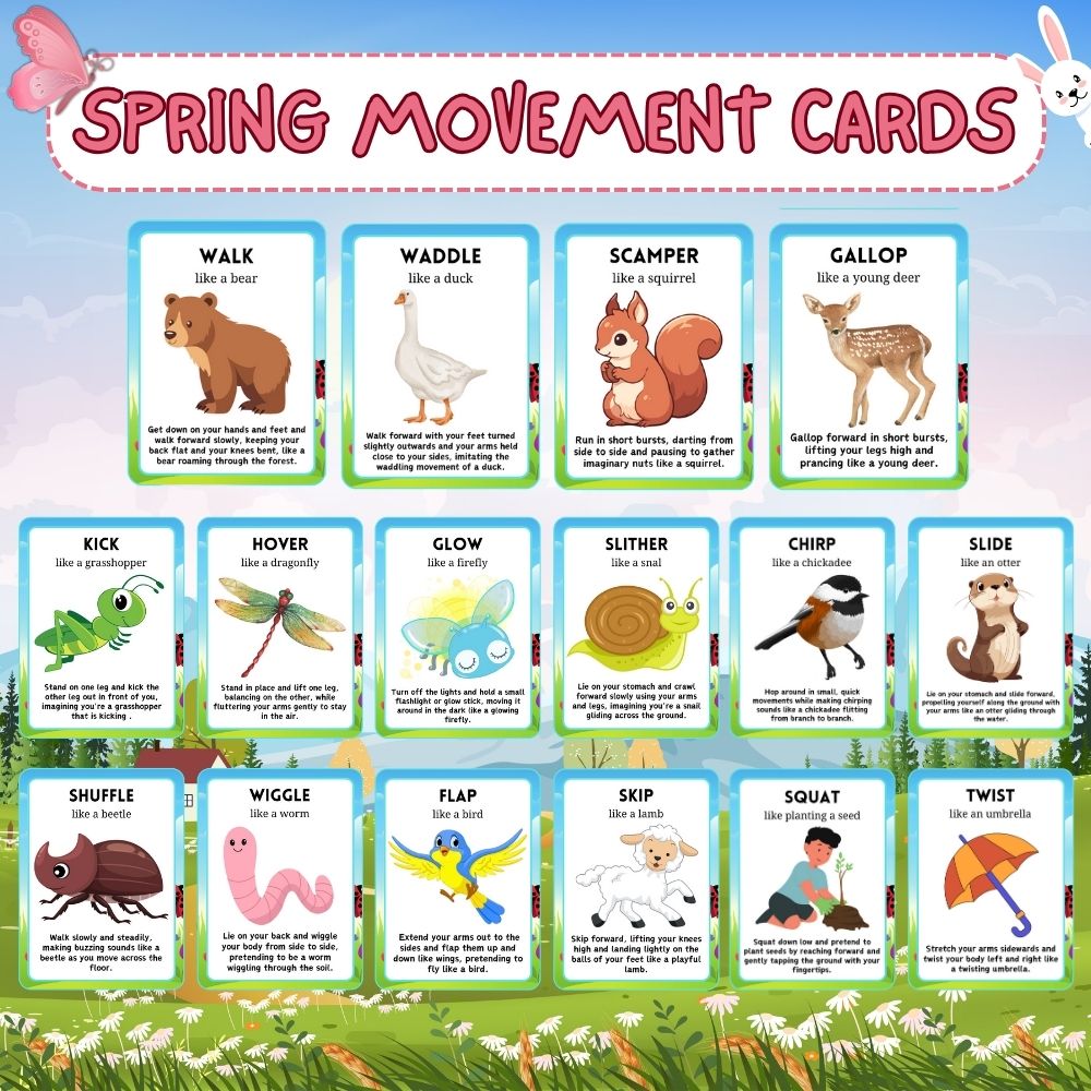 Spring Movement Cards Printable – 32 Fun Kids Activities