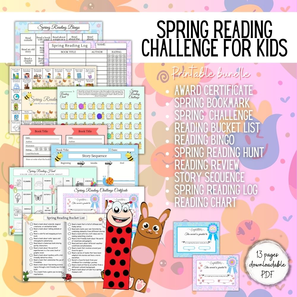 Spring Break Reading Challenge – 13 Page Kids Printable