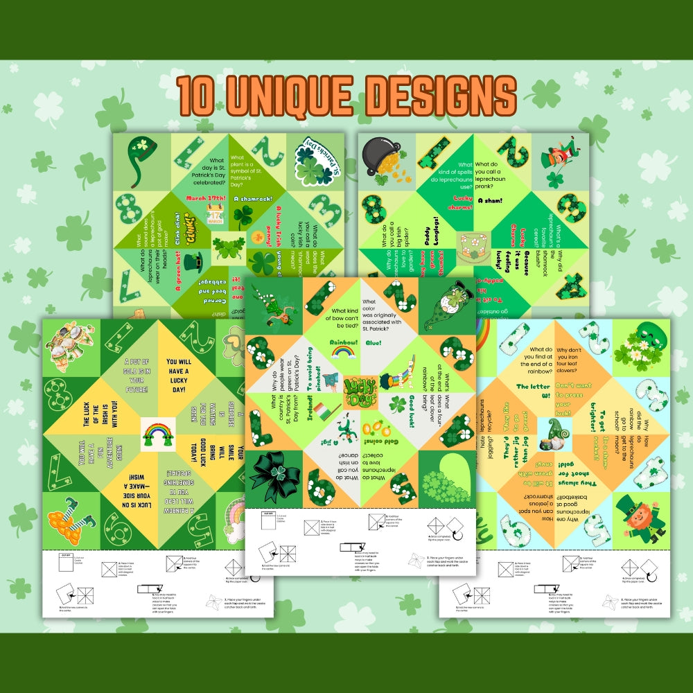 St. Patrick's Day Cootie Catcher Fortune Teller – 10 Pages