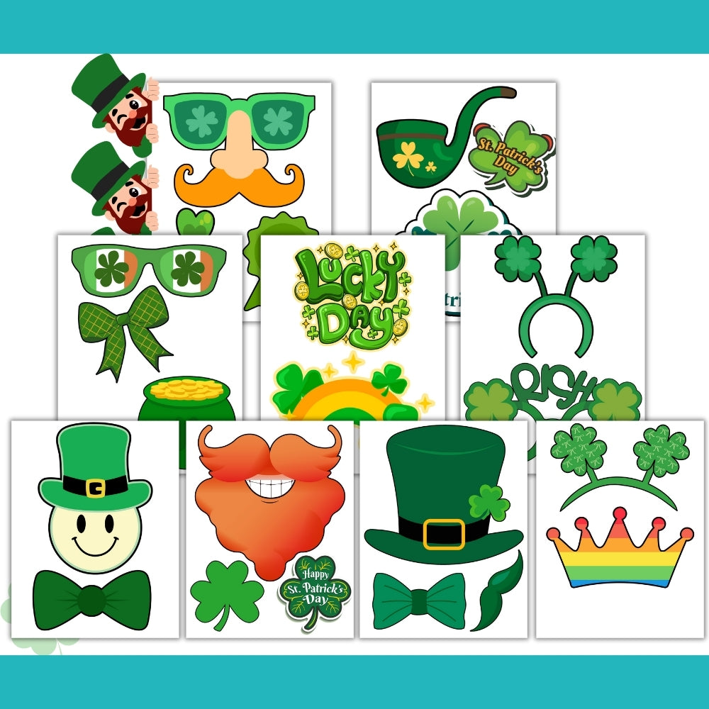 St. Patrick's Day Photo Props – 20 Printable Pages for Kids