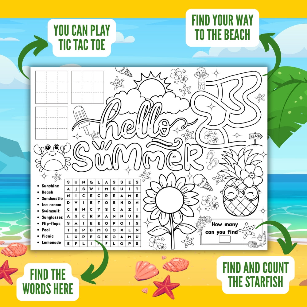 Summer Activity Placemats – 5 Printable Games & Puzzles