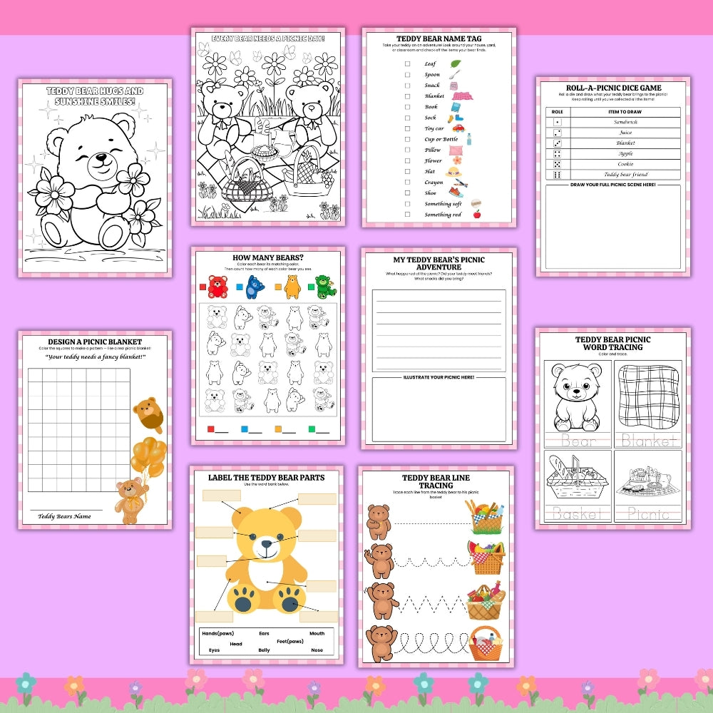 Teddy Bear Picnic Activity Pack – 15 Printable Pages