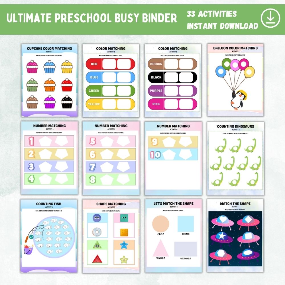 Ultimate Preschool Busy Binder – 33 Fun Learning Activities