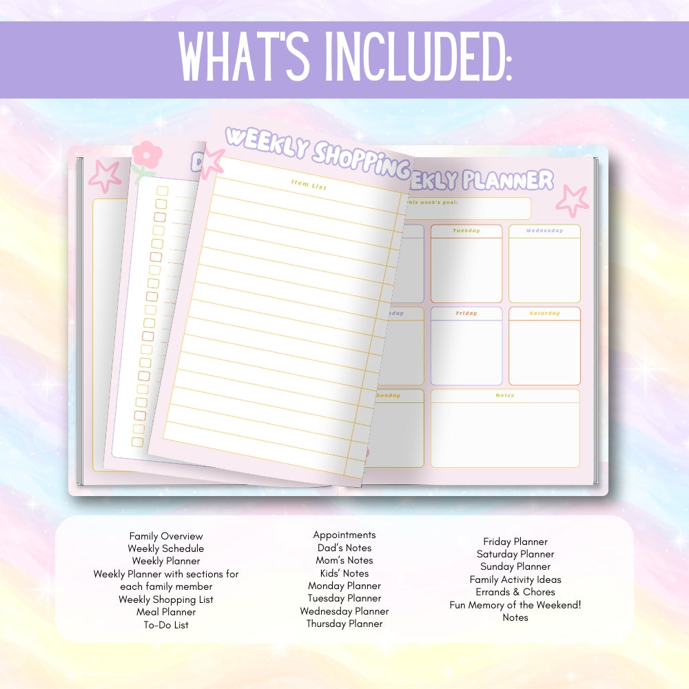 PLR Weekly Family Planner | Editable Printable Organizer
