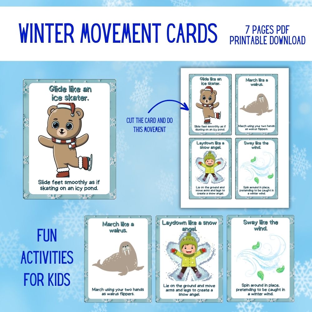 Winter Movement Cards for Kids – 28 Fun Activity Ideas