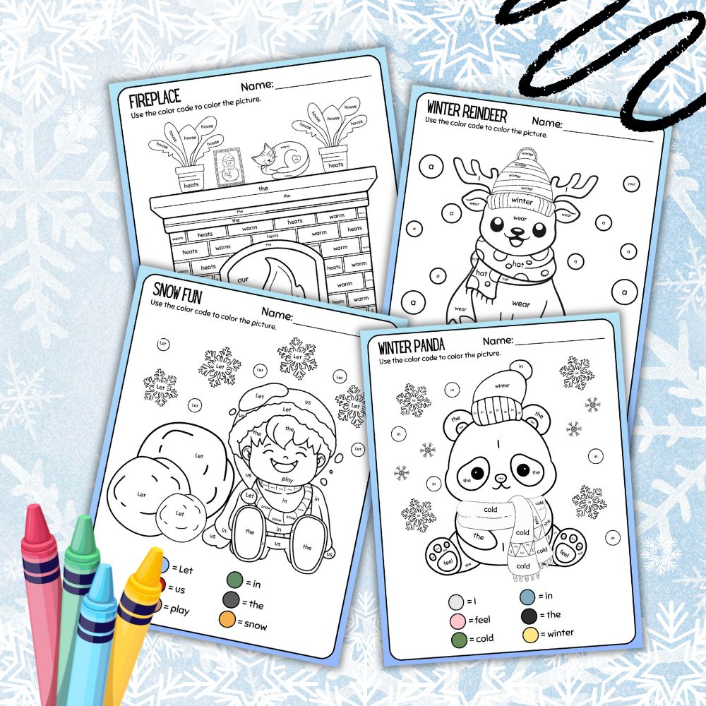 Winter Sight Words Coloring Pages – Fun Learning Printables