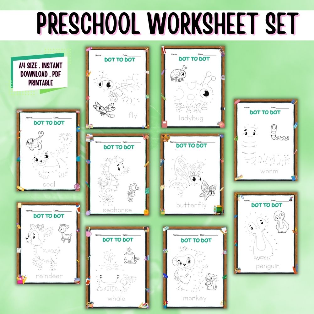 Preschool Worksheets Set – 50 Fun Learning Activities
