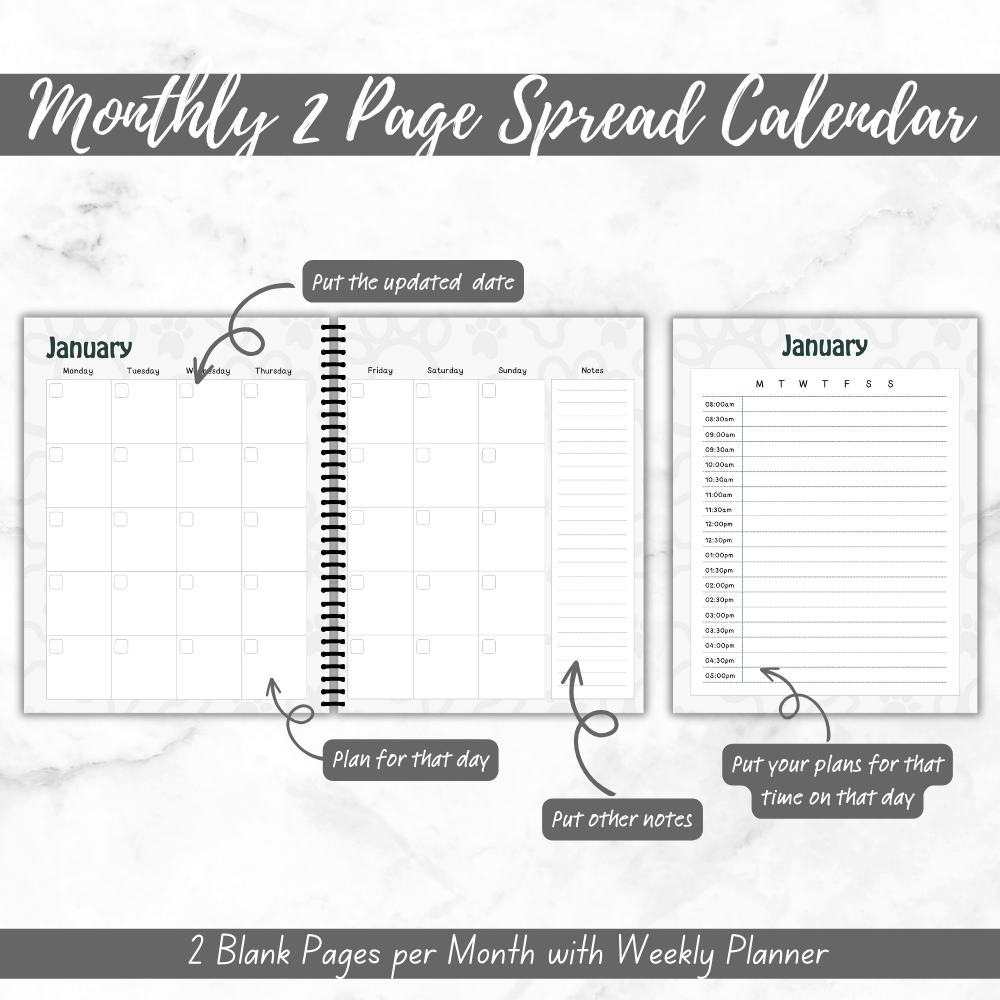 PLR Gray Dog Walker Planner | Editable Pet Care Organizer Templates