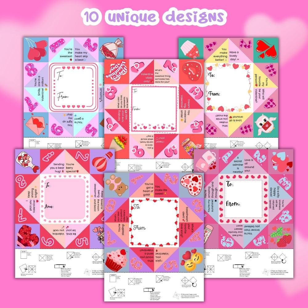 Valentine Cootie Catcher Fortune Teller Printable