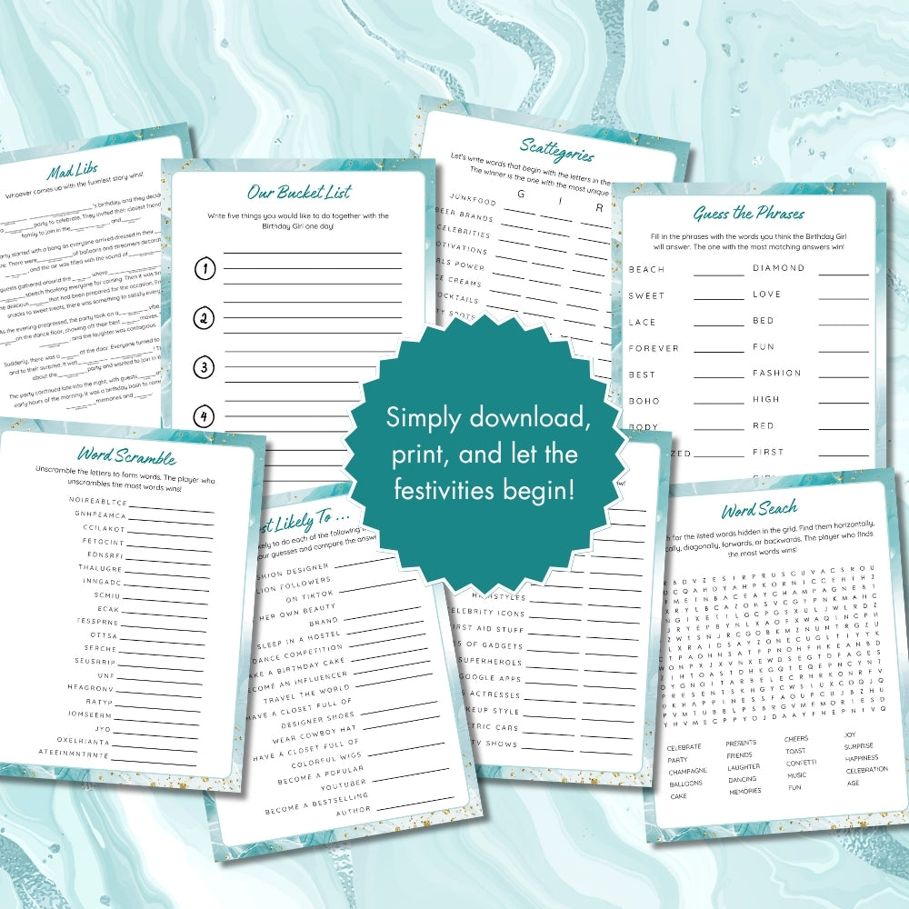 Printable Birthday Party Games for Adults – 43 Pages