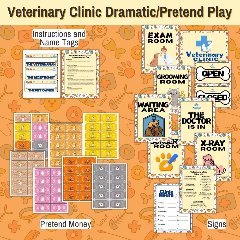 Veterinary Clinic Pretend Play Printables Set