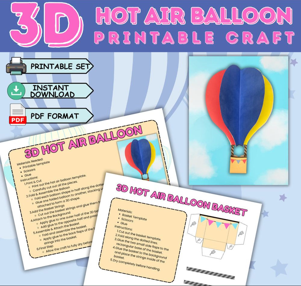 3D Hot Air Balloon Printable Craft