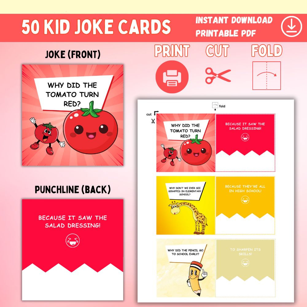 50 Printable Kid Joke Cards – Fun Laughter Game