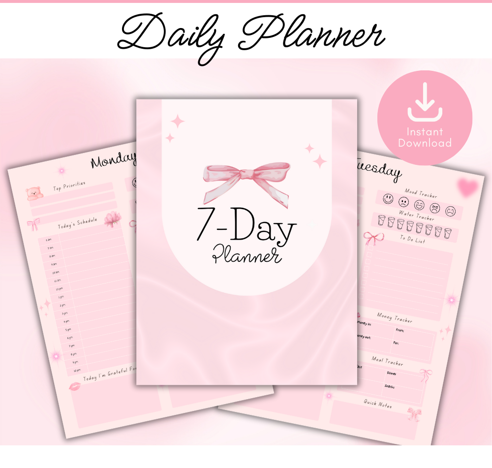 PLR 7 Day Planner Pack | Editable Weekly Planner Templates