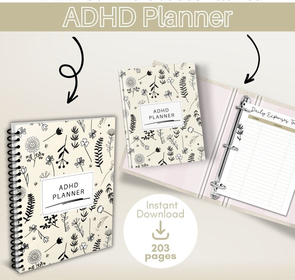 ADHD Planner With Floral Theme Design