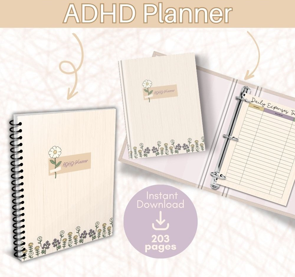ADHD Planner | Flower Design for Focus Organization & Calm