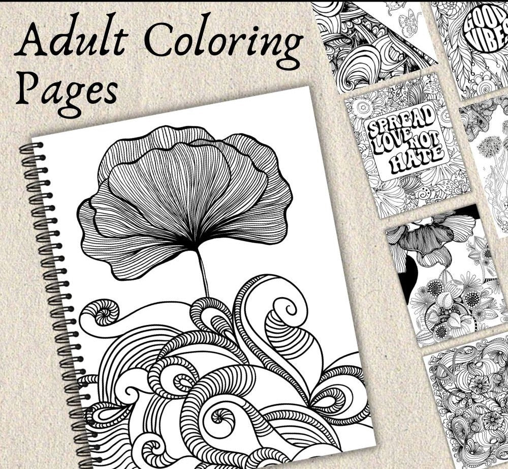 Adult Coloring Pages - Good Vibes Quotes (10 Pack)