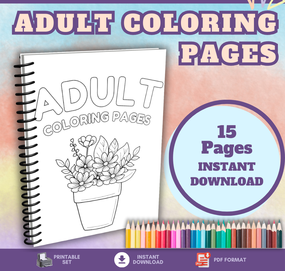 Printable Adult Coloring Pages – 15 Unique Designs