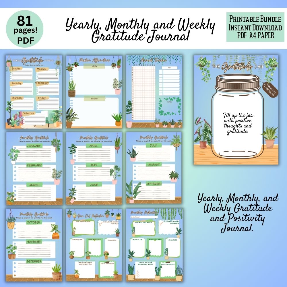 PLR Blue Gratitude Journal | Journals for positivity | My Store