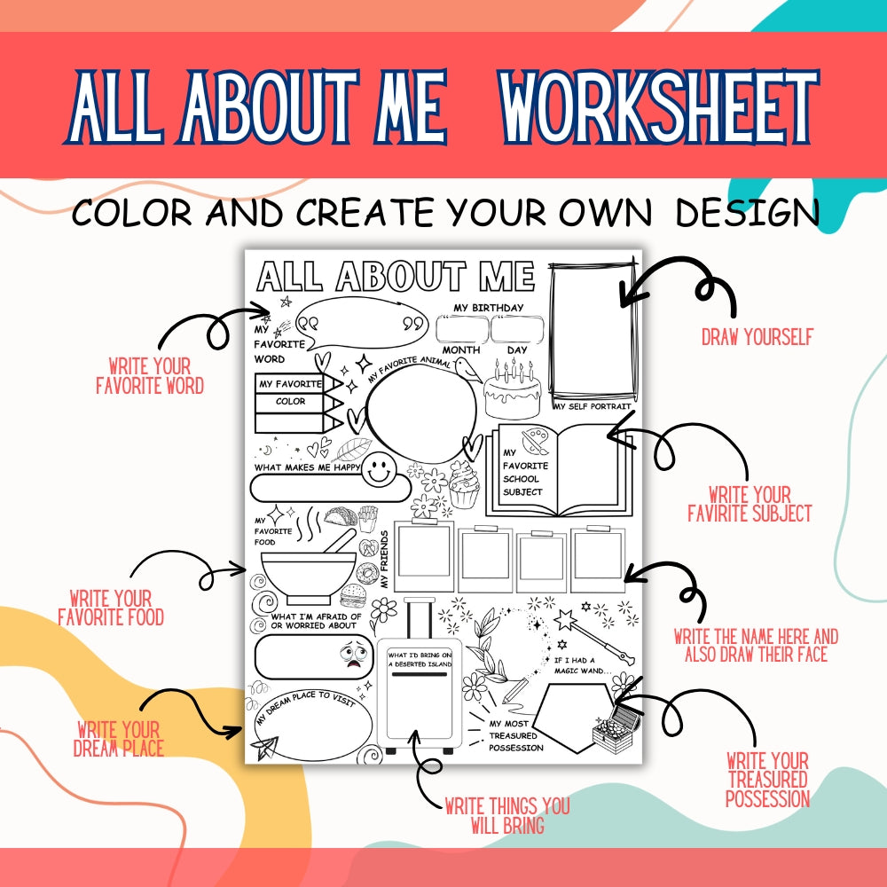 All About Me Worksheets for Kids Printable