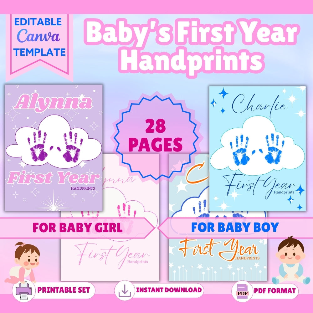 Baby’s First Year Handprint Keepsake Printable