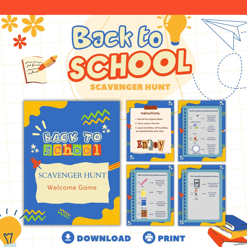 Back to School Scavenger Hunt Printable Game